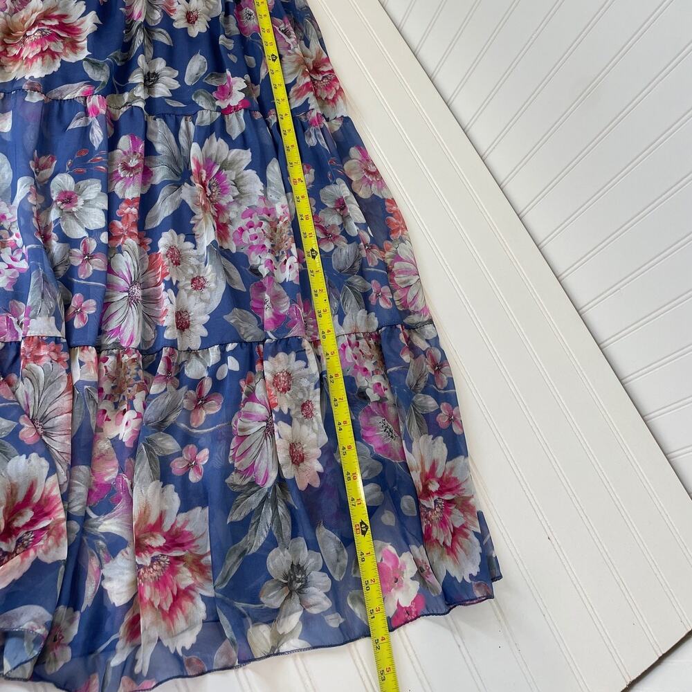 NWT LARA G by Lara Guidotti Garden Floral Airy Silk Blend Maxi Dress Size L - Picture 9 of 9